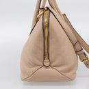Miu Miu Hand Bag Leather 2way Beige Gold Auth 215564V-4