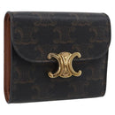 CELINE Triomphe Compact Wallet PVC Black Gold Auth 215575V-1