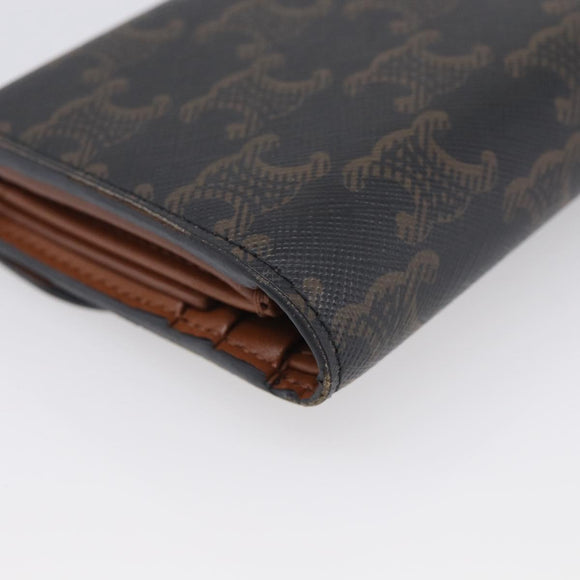 CELINE Triomphe Compact Wallet PVC Black Gold Auth 215575V