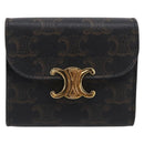 CELINE Triomphe Compact Wallet PVC Black Gold Auth 215575V-2