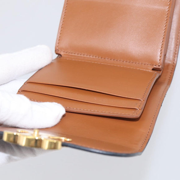 CELINE Triomphe Compact Wallet PVC Black Gold Auth 215575V