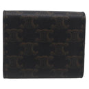 CELINE Triomphe Compact Wallet PVC Black Gold Auth 215575V-3
