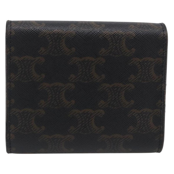 CELINE Triomphe Compact Wallet PVC Black Gold Auth 215575V