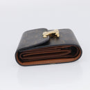 CELINE Triomphe Compact Wallet PVC Black Gold Auth 215575V-4