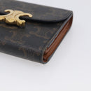 CELINE Triomphe Compact Wallet PVC Black Gold Auth 215575V-8