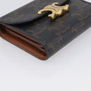 CELINE Triomphe Compact Wallet PVC Black Gold Auth 215575V-9