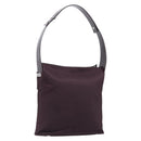 CELINE Shoulder Bag Canvas Bordeaux Silver Auth 215576-1
