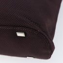CELINE Shoulder Bag Canvas Bordeaux Silver Auth 215576-11