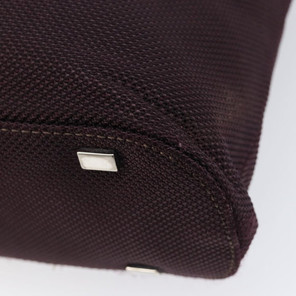 CELINE Shoulder Bag Canvas Bordeaux Silver Auth 215576