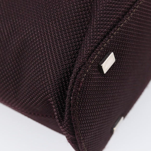CELINE Shoulder Bag Canvas Bordeaux Silver Auth 215576