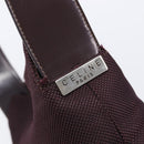 CELINE Shoulder Bag Canvas Bordeaux Silver Auth 215576-13