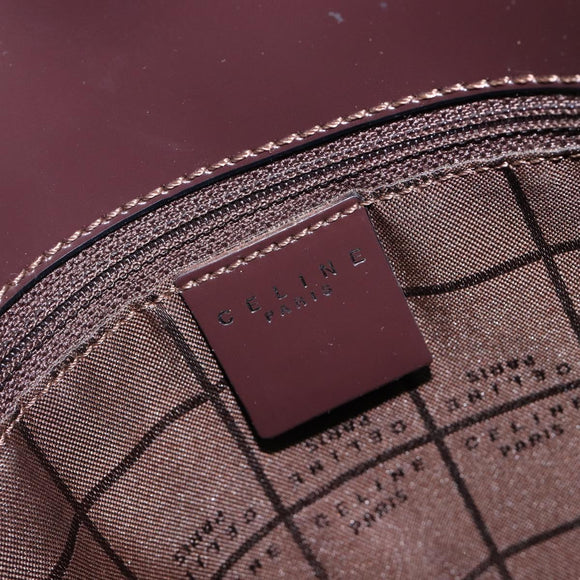 CELINE Shoulder Bag Canvas Bordeaux Silver Auth 215576