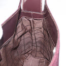 CELINE Shoulder Bag Canvas Bordeaux Silver Auth 215576-18