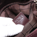 CELINE Shoulder Bag Canvas Bordeaux Silver Auth 215576-22
