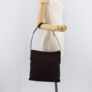 CELINE Shoulder Bag Canvas Bordeaux Silver Auth 215576-23