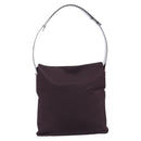CELINE Shoulder Bag Canvas Bordeaux Silver Auth 215576-3
