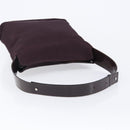 CELINE Shoulder Bag Canvas Bordeaux Silver Auth 215576-7