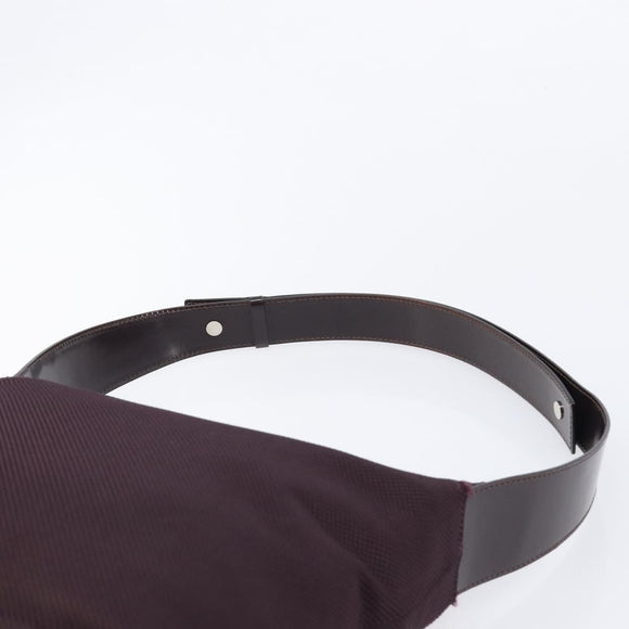 CELINE Shoulder Bag Canvas Bordeaux Silver Auth 215576