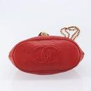 CHANEL Matelasse Chain Shoulder Bag Lamb Skin Red Gold CC Auth 215581A-10