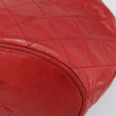 CHANEL Matelasse Chain Shoulder Bag Lamb Skin Red Gold CC Auth 215581A-11