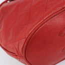 CHANEL Matelasse Chain Shoulder Bag Lamb Skin Red Gold CC Auth 215581A-12