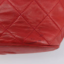 CHANEL Matelasse Chain Shoulder Bag Lamb Skin Red Gold CC Auth 215581A-15