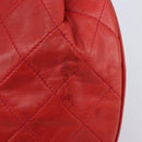 CHANEL Matelasse Chain Shoulder Bag Lamb Skin Red Gold CC Auth 215581A-16