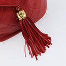 CHANEL Matelasse Chain Shoulder Bag Lamb Skin Red Gold CC Auth 215581A-18