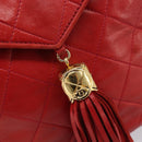 CHANEL Matelasse Chain Shoulder Bag Lamb Skin Red Gold CC Auth 215581A-19