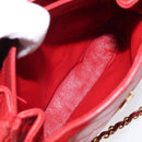 CHANEL Matelasse Chain Shoulder Bag Lamb Skin Red Gold CC Auth 215581A-22
