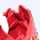 CHANEL Matelasse Chain Shoulder Bag Lamb Skin Red Gold CC Auth 215581A-23