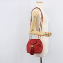 CHANEL Matelasse Chain Shoulder Bag Lamb Skin Red Gold CC Auth 215581A-28