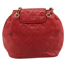 CHANEL Matelasse Chain Shoulder Bag Lamb Skin Red Gold CC Auth 215581A-3