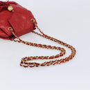 CHANEL Matelasse Chain Shoulder Bag Lamb Skin Red Gold CC Auth 215581A-7