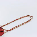 CHANEL Matelasse Chain Shoulder Bag Lamb Skin Red Gold CC Auth 215581A-8