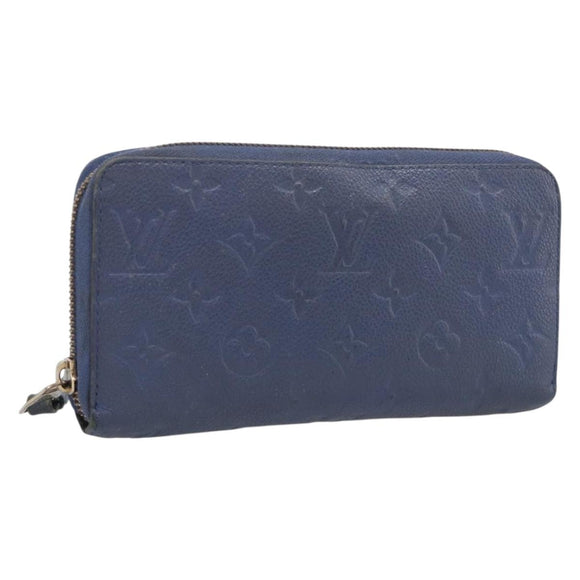 LOUIS VUITTON Monogram Empreinte Zippy Wallet Blue M11969 LV Auth 215584