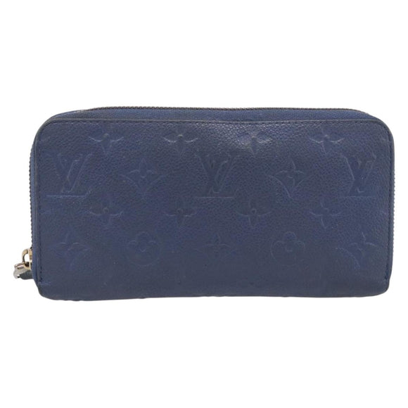 LOUIS VUITTON Monogram Empreinte Zippy Wallet Blue M11969 LV Auth 215584