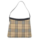 BURBERRY Nova Check Shoulder Bag PVC Beige Silver Auth 215587-3