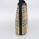 BURBERRY Nova Check Shoulder Bag PVC Beige Silver Auth 215587-4