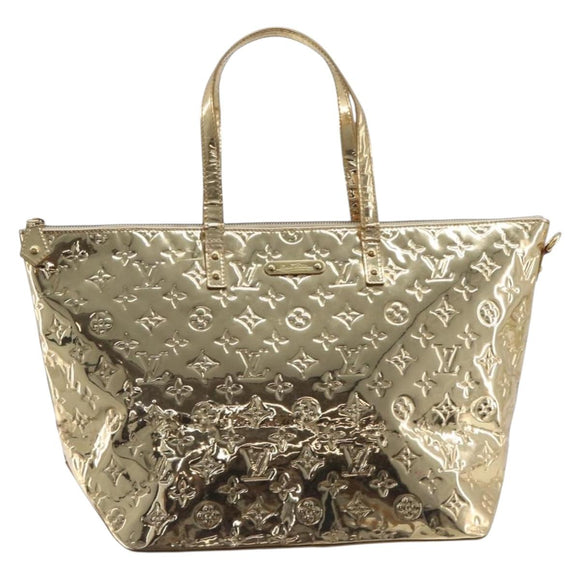 LOUIS VUITTON Monogram Miroir Bellevue GM Tote Bag Gold LV Auth 215596