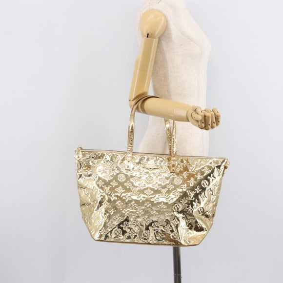 LOUIS VUITTON Monogram Miroir Bellevue GM Tote Bag Gold LV Auth 215596