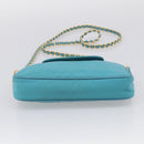 PRADA Chain Shoulder Bag Nylon Blue Gold Auth 215598V-10