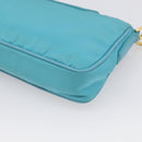 PRADA Chain Shoulder Bag Nylon Blue Gold Auth 215598V-13
