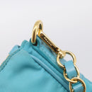 PRADA Chain Shoulder Bag Nylon Blue Gold Auth 215598V-15