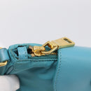 PRADA Chain Shoulder Bag Nylon Blue Gold Auth 215598V-17
