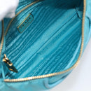 PRADA Chain Shoulder Bag Nylon Blue Gold Auth 215598V-19