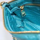PRADA Chain Shoulder Bag Nylon Blue Gold Auth 215598V-21