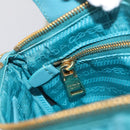 PRADA Chain Shoulder Bag Nylon Blue Gold Auth 215598V-22