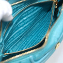 PRADA Chain Shoulder Bag Nylon Blue Gold Auth 215598V-23