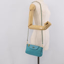 PRADA Chain Shoulder Bag Nylon Blue Gold Auth 215598V-25